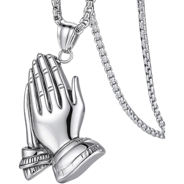 Amazon.com: Praying Hands Necklace 925 Sterling Silver CZ Pray